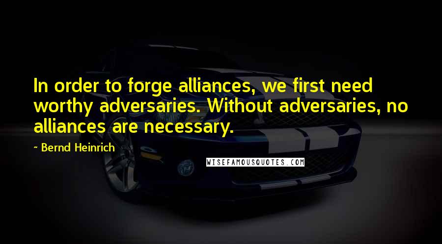 Bernd Heinrich Quotes: In order to forge alliances, we first need worthy adversaries. Without adversaries, no alliances are necessary.