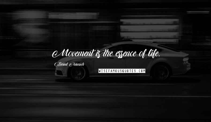 Bernd Heinrich Quotes: Movement is the essence of life.