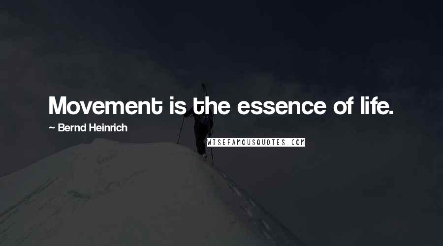 Bernd Heinrich Quotes: Movement is the essence of life.