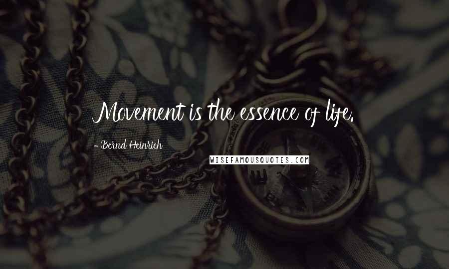 Bernd Heinrich Quotes: Movement is the essence of life.