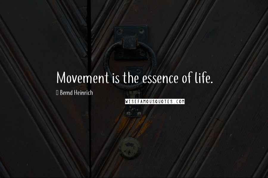 Bernd Heinrich Quotes: Movement is the essence of life.