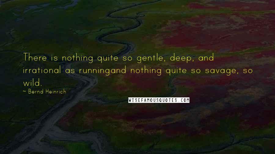 Bernd Heinrich Quotes: There is nothing quite so gentle, deep, and irrational as runningand nothing quite so savage, so wild.