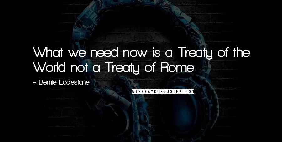 Bernie Ecclestone Quotes: What we need now is a Treaty of the World not a Treaty of Rome.