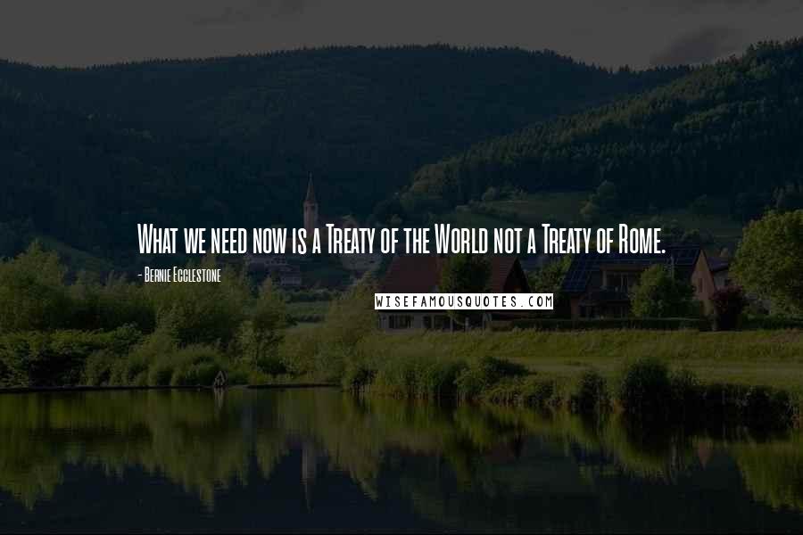 Bernie Ecclestone Quotes: What we need now is a Treaty of the World not a Treaty of Rome.