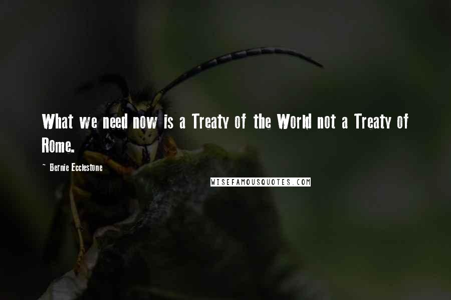 Bernie Ecclestone Quotes: What we need now is a Treaty of the World not a Treaty of Rome.