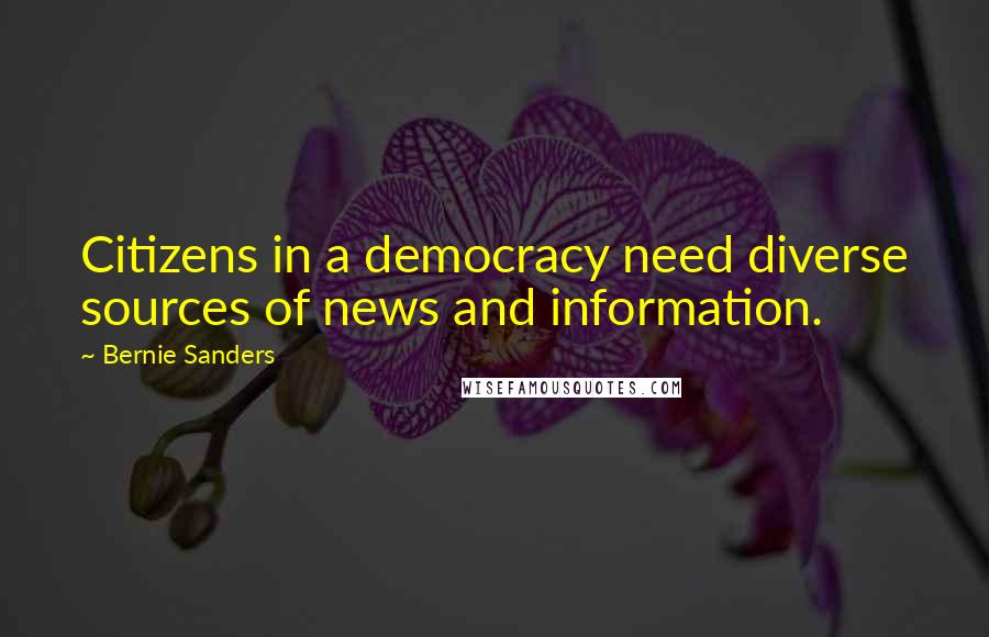 Bernie Sanders Quotes: Citizens in a democracy need diverse sources of news and information.