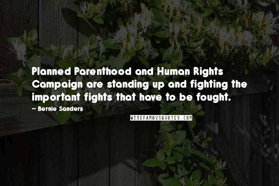 Bernie Sanders Quotes: Planned Parenthood and Human Rights Campaign are standing up and fighting the important fights that have to be fought.