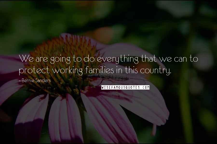 Bernie Sanders Quotes: We are going to do everything that we can to protect working families in this country.