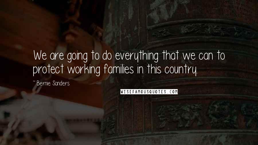 Bernie Sanders Quotes: We are going to do everything that we can to protect working families in this country.