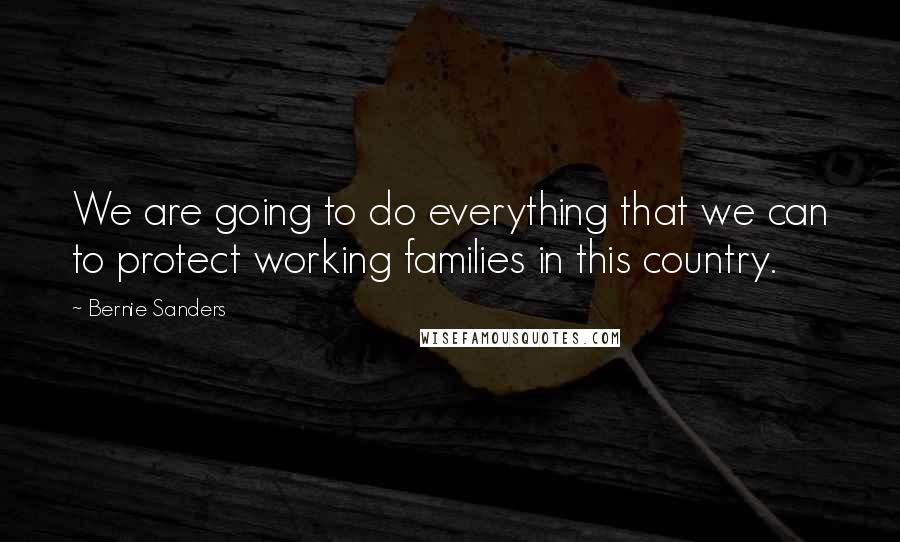 Bernie Sanders Quotes: We are going to do everything that we can to protect working families in this country.