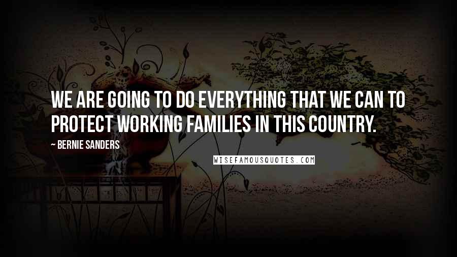 Bernie Sanders Quotes: We are going to do everything that we can to protect working families in this country.