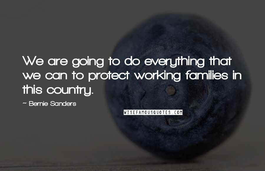 Bernie Sanders Quotes: We are going to do everything that we can to protect working families in this country.