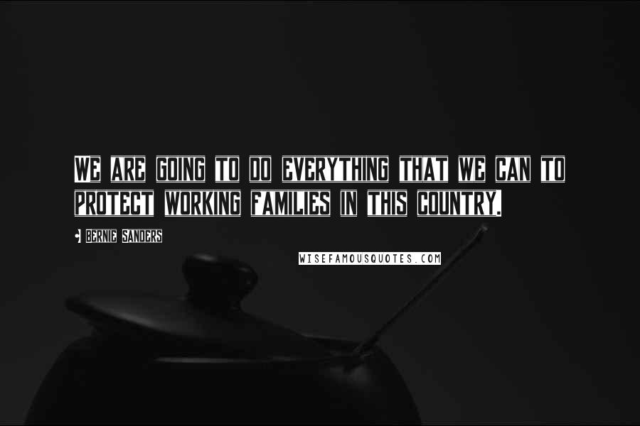 Bernie Sanders Quotes: We are going to do everything that we can to protect working families in this country.