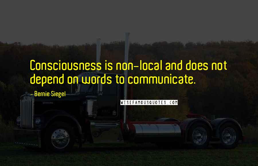 Bernie Siegel Quotes: Consciousness is non-local and does not depend on words to communicate.