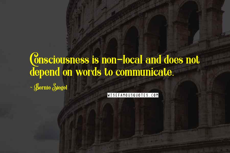 Bernie Siegel Quotes: Consciousness is non-local and does not depend on words to communicate.