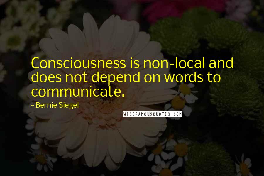 Bernie Siegel Quotes: Consciousness is non-local and does not depend on words to communicate.