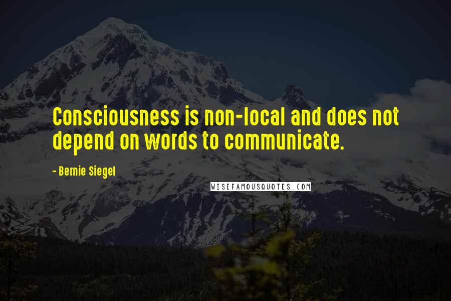 Bernie Siegel Quotes: Consciousness is non-local and does not depend on words to communicate.