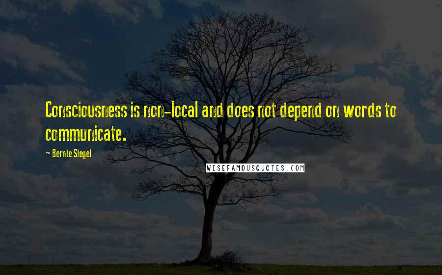 Bernie Siegel Quotes: Consciousness is non-local and does not depend on words to communicate.