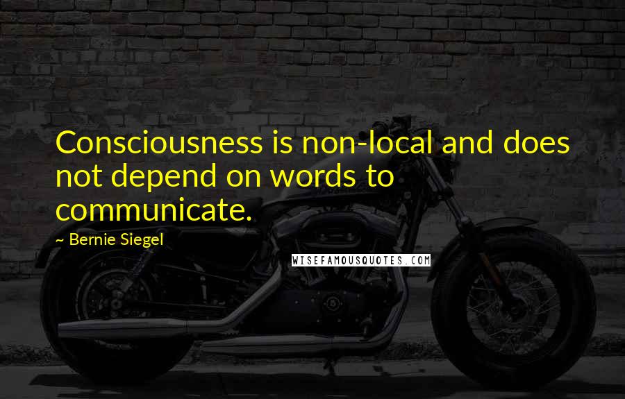 Bernie Siegel Quotes: Consciousness is non-local and does not depend on words to communicate.