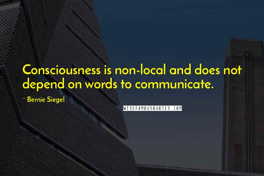 Bernie Siegel Quotes: Consciousness is non-local and does not depend on words to communicate.