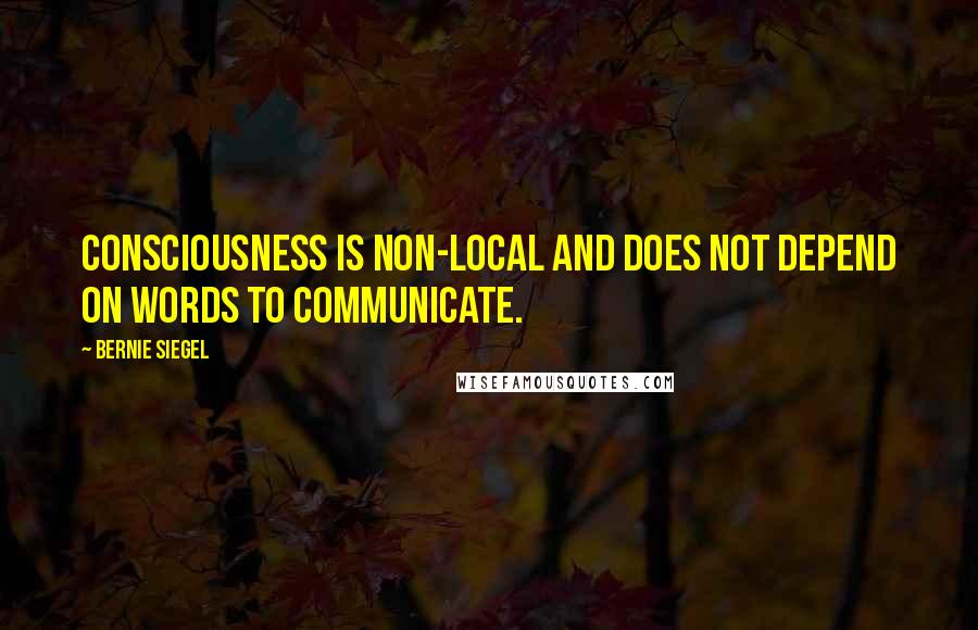 Bernie Siegel Quotes: Consciousness is non-local and does not depend on words to communicate.