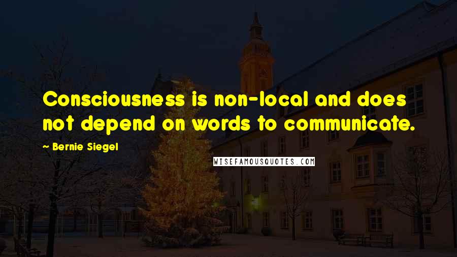 Bernie Siegel Quotes: Consciousness is non-local and does not depend on words to communicate.