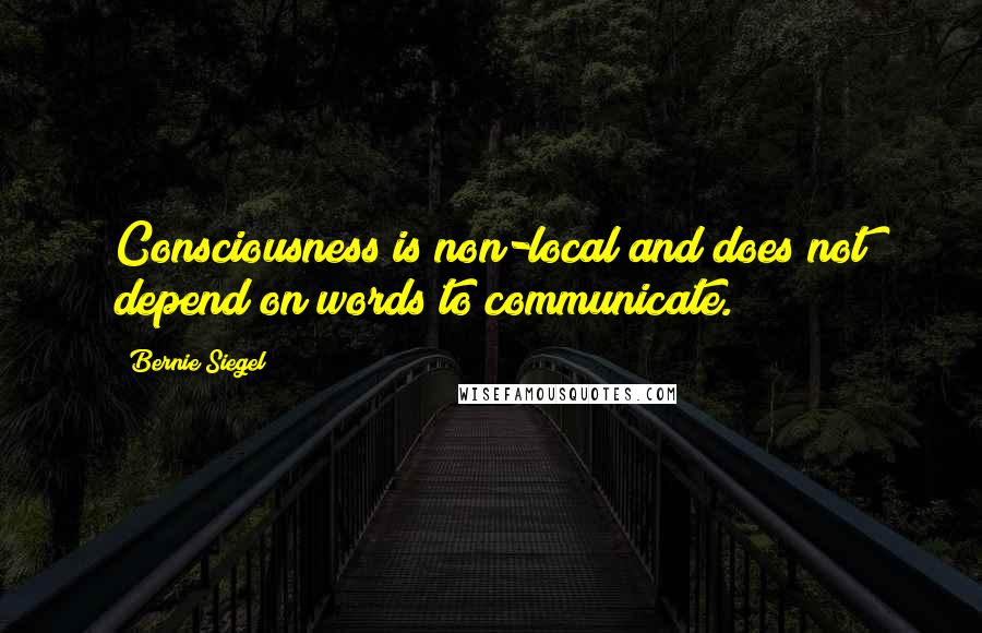 Bernie Siegel Quotes: Consciousness is non-local and does not depend on words to communicate.