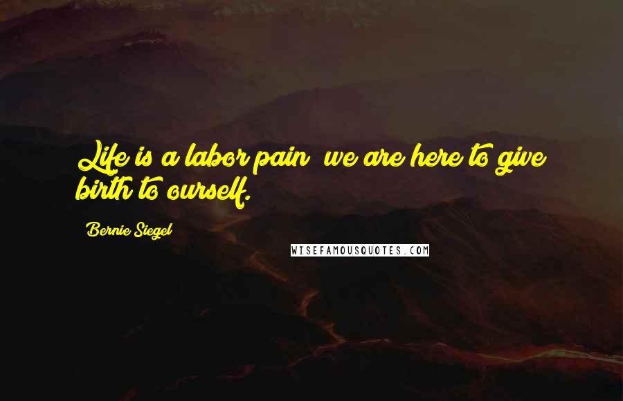 Bernie Siegel Quotes: Life is a labor pain; we are here to give birth to ourself.