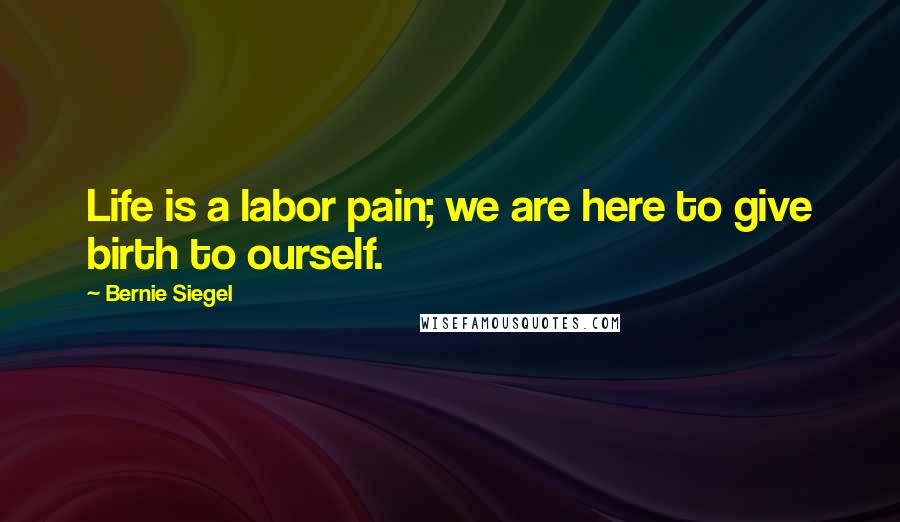 Bernie Siegel Quotes: Life is a labor pain; we are here to give birth to ourself.