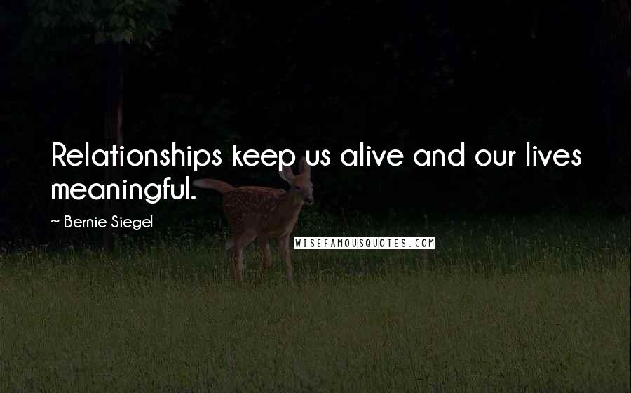 Bernie Siegel Quotes: Relationships keep us alive and our lives meaningful.