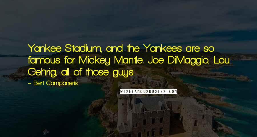 Bert Campaneris Quotes: Yankee Stadium, and the Yankees are so famous for Mickey Mantle, Joe DiMaggio, Lou Gehrig, all of those guys.