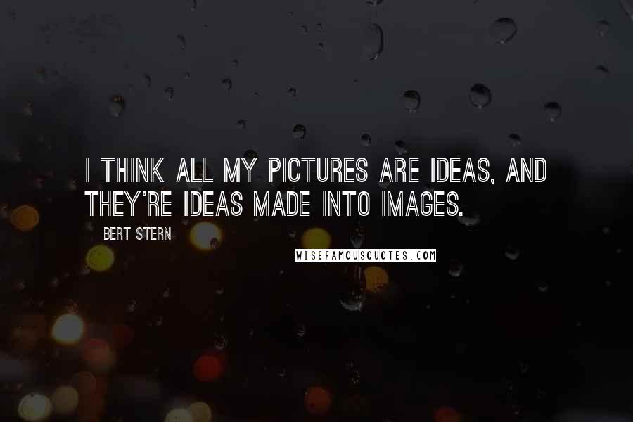 Bert Stern Quotes: I think all my pictures are ideas, and they're ideas made into images.