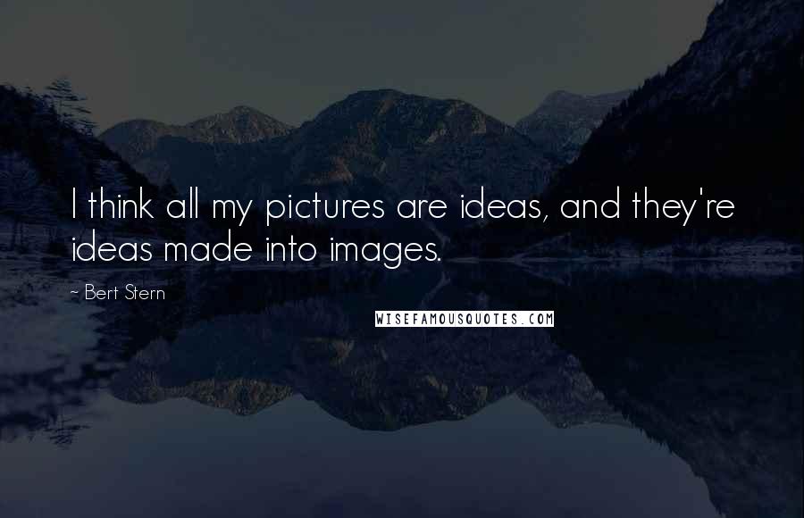 Bert Stern Quotes: I think all my pictures are ideas, and they're ideas made into images.