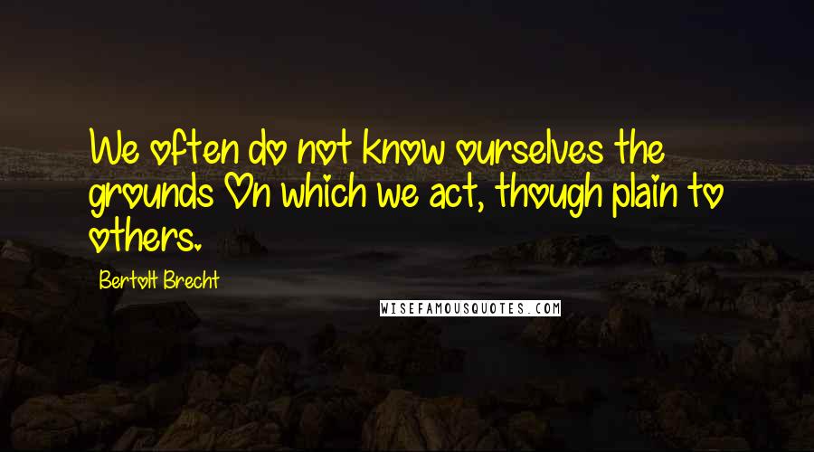Bertolt Brecht Quotes: We often do not know ourselves the grounds On which we act, though plain to others.