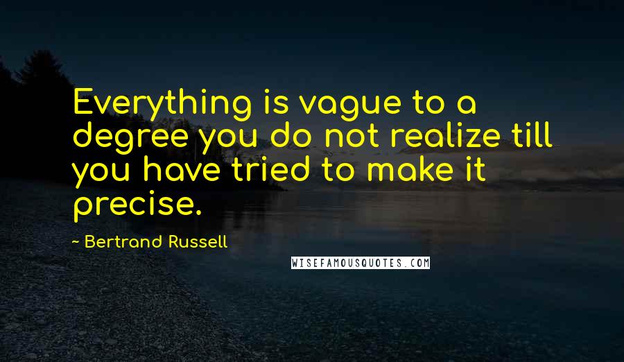 Bertrand Russell Quotes: Everything is vague to a degree you do not realize till you have tried to make it precise.