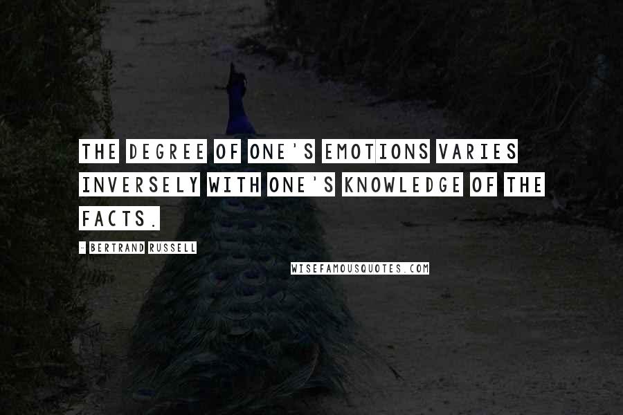 Bertrand Russell Quotes: The degree of one's emotions varies inversely with one's knowledge of the facts.