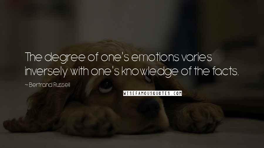 Bertrand Russell Quotes: The degree of one's emotions varies inversely with one's knowledge of the facts.