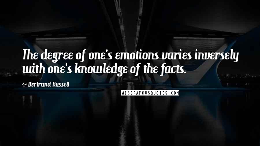 Bertrand Russell Quotes: The degree of one's emotions varies inversely with one's knowledge of the facts.