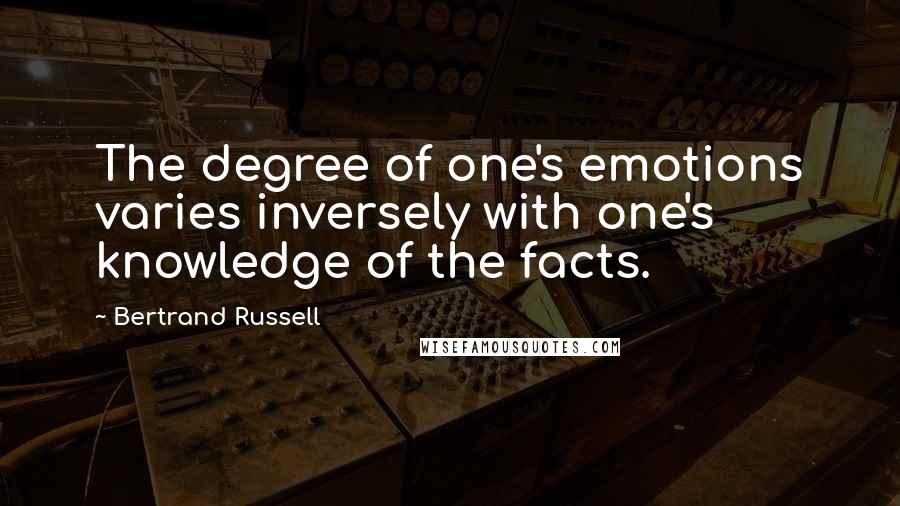 Bertrand Russell Quotes: The degree of one's emotions varies inversely with one's knowledge of the facts.