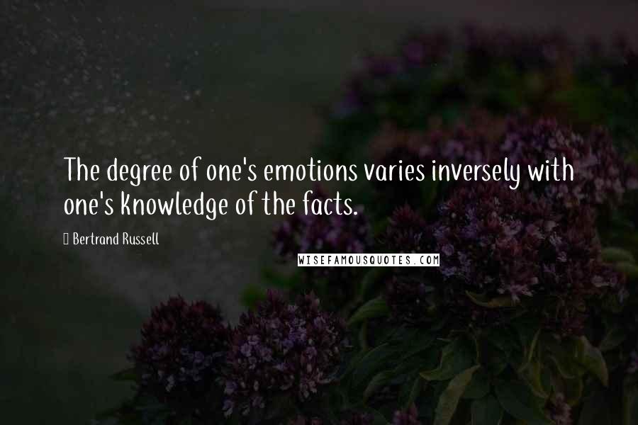 Bertrand Russell Quotes: The degree of one's emotions varies inversely with one's knowledge of the facts.