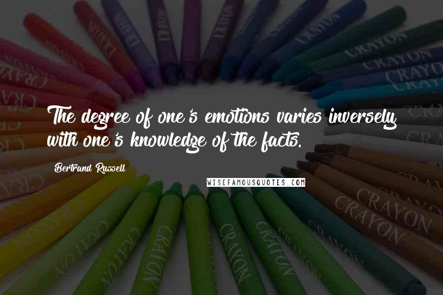 Bertrand Russell Quotes: The degree of one's emotions varies inversely with one's knowledge of the facts.