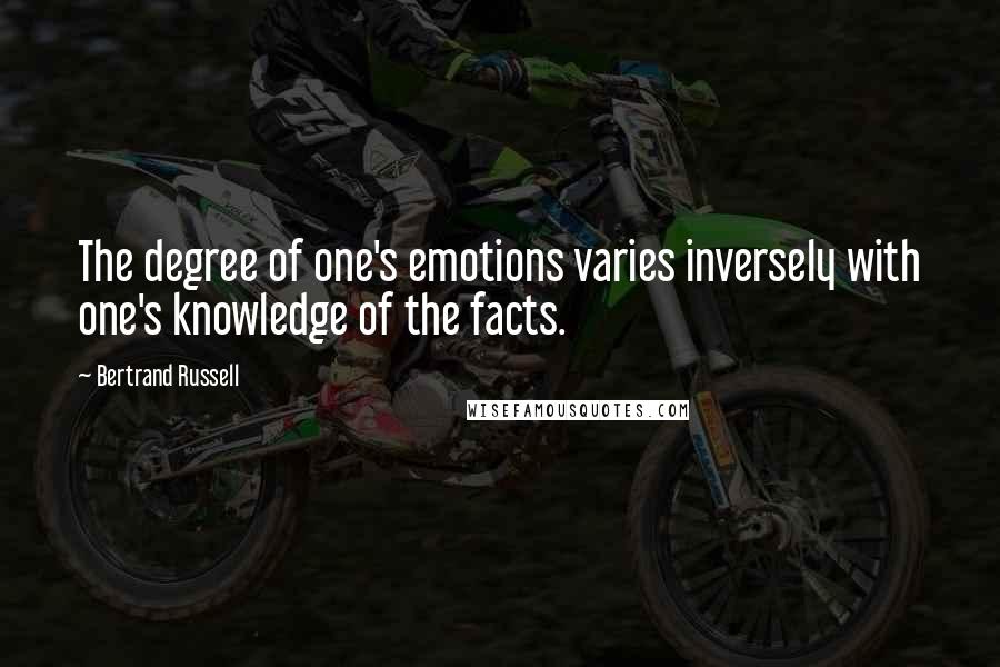 Bertrand Russell Quotes: The degree of one's emotions varies inversely with one's knowledge of the facts.