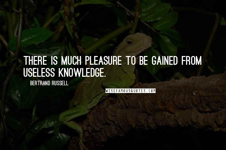 Bertrand Russell Quotes: There is much pleasure to be gained from useless knowledge.