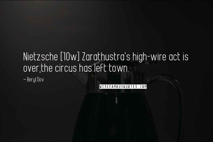 Beryl Dov Quotes: Nietzsche [10w] Zarathustra's high-wire act is over;the circus has left town.