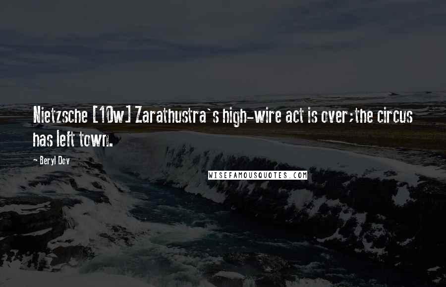 Beryl Dov Quotes: Nietzsche [10w] Zarathustra's high-wire act is over;the circus has left town.