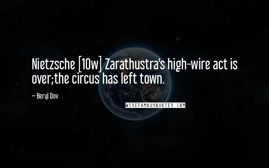 Beryl Dov Quotes: Nietzsche [10w] Zarathustra's high-wire act is over;the circus has left town.