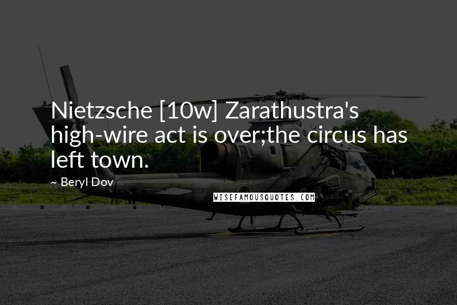 Beryl Dov Quotes: Nietzsche [10w] Zarathustra's high-wire act is over;the circus has left town.