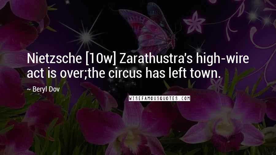 Beryl Dov Quotes: Nietzsche [10w] Zarathustra's high-wire act is over;the circus has left town.