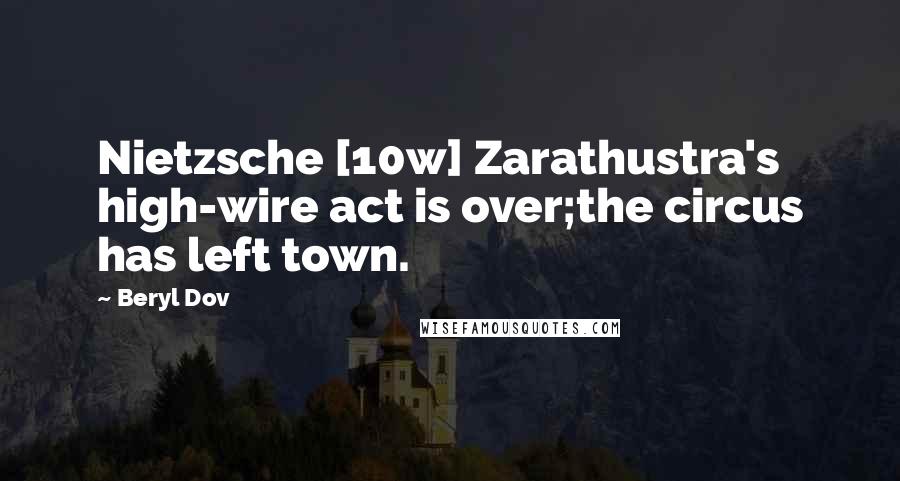 Beryl Dov Quotes: Nietzsche [10w] Zarathustra's high-wire act is over;the circus has left town.