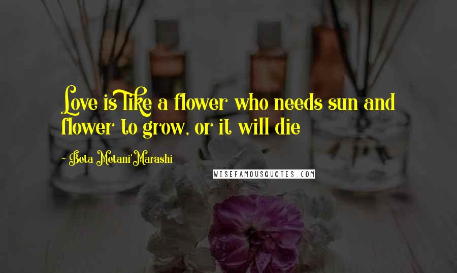 Beta Metani'Marashi Quotes: Love is like a flower who needs sun and flower to grow, or it will die